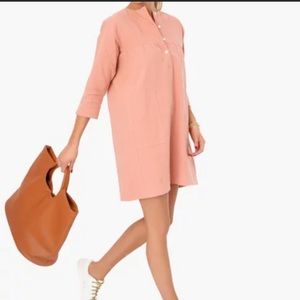 Pomander Place Peach Fallon Linen Dress. Size M